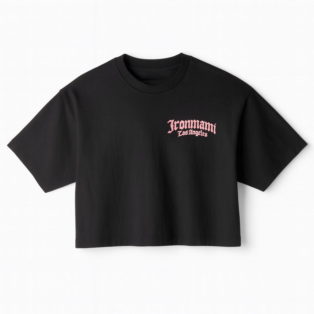 Ironmami Oversized Cropped Tee- Black