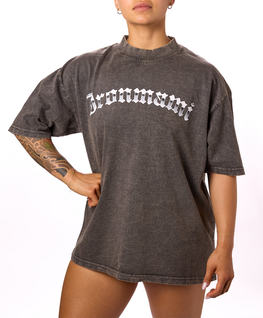 Iron Mami Graphic Tee- Washed Gray