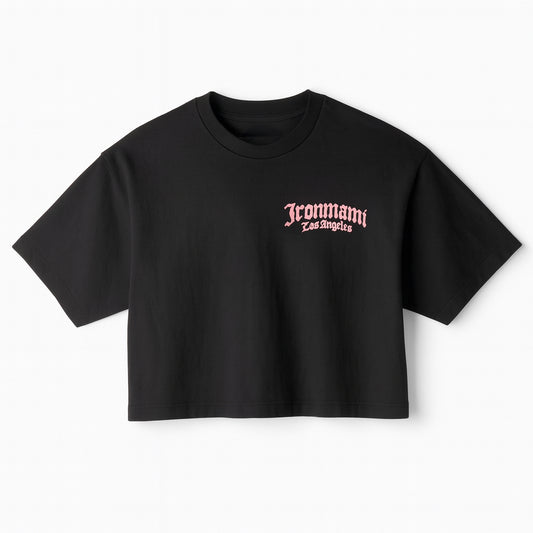 Ironmami Oversized Cropped Tee-  Black