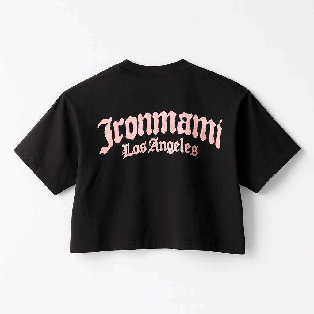 Ironmami Oversized Cropped Tee-  Black