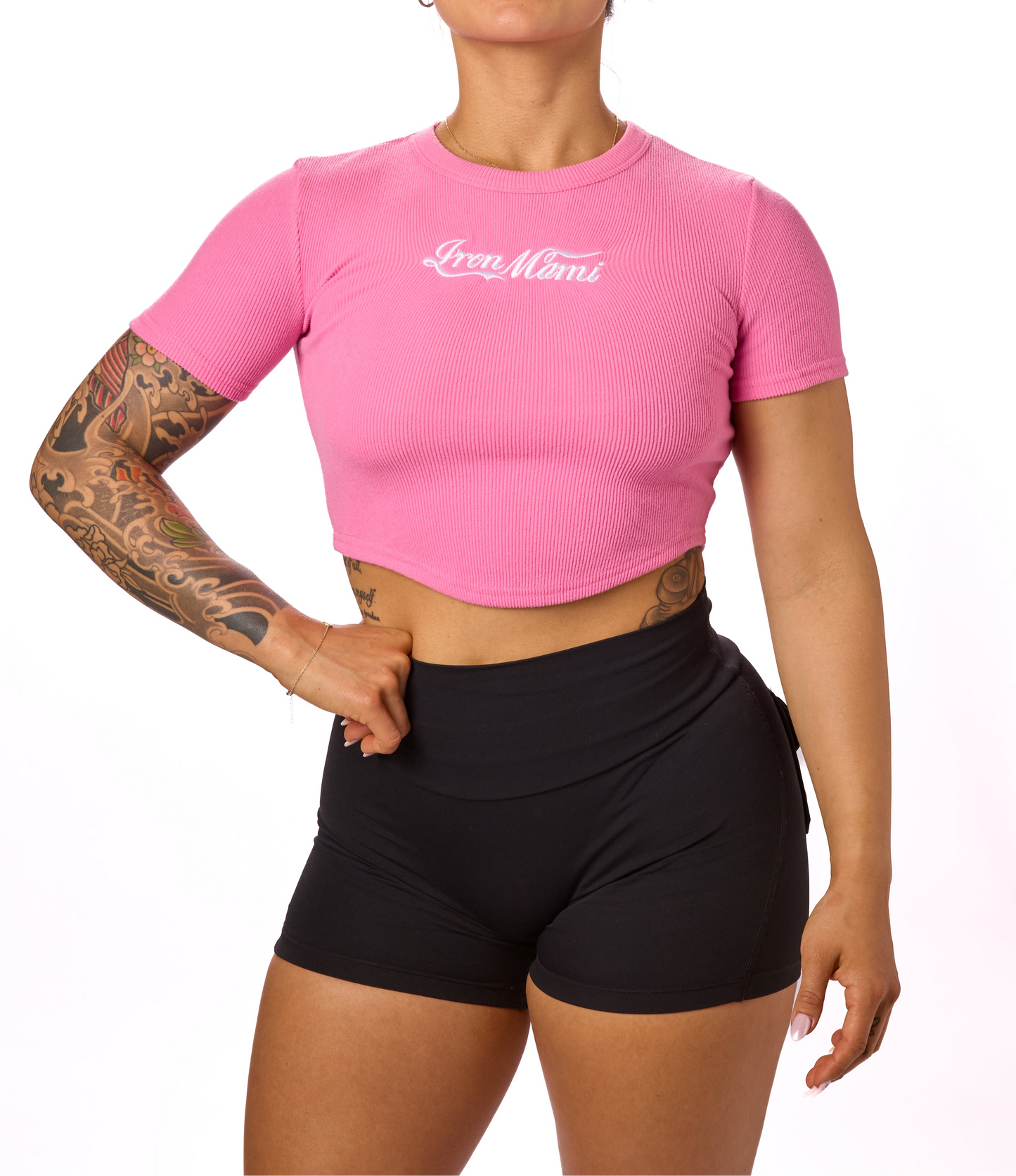 Iron Mami Baby Tee- Pink