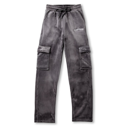 Gray Velour Iron Mami Cargo Pants