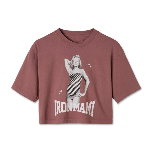 Iron Mami Cropped Graphic Tee- Muave