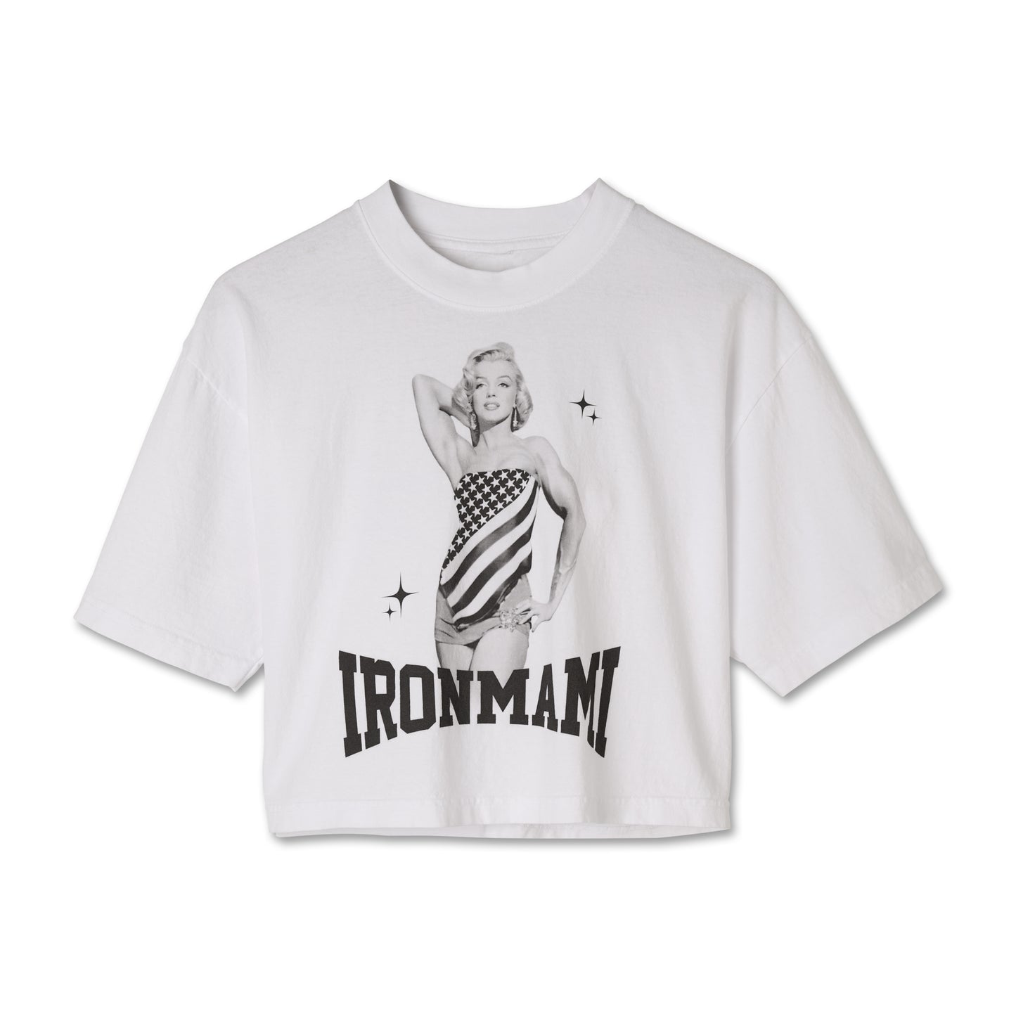 Iron Mami Cropped Graphic Tee- White