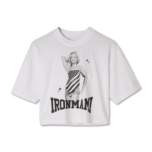 Iron Mami Cropped Graphic Tee- White