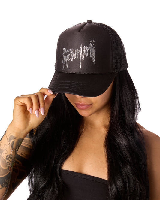 Iron Mami Trucker Hat- Rhinestone Black